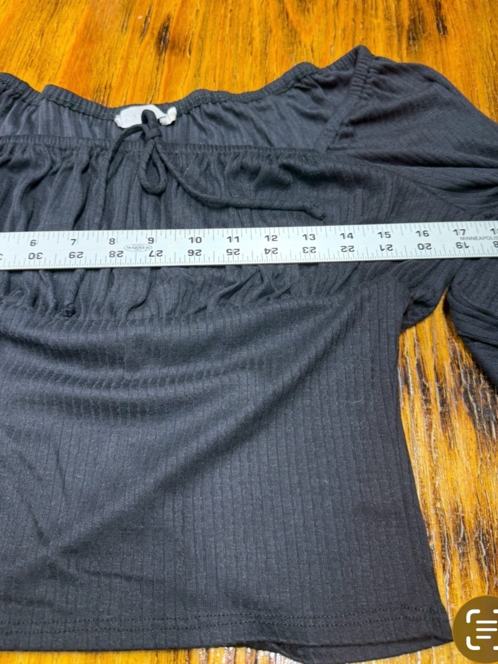 Lush Black Ribbed Off-Shoulder Tie-Front Top